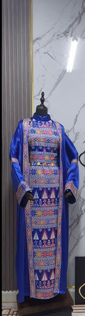Palestinian Thobe / Abaya Embroidered Maxi Dress Satin Fabric ( 2 colours)