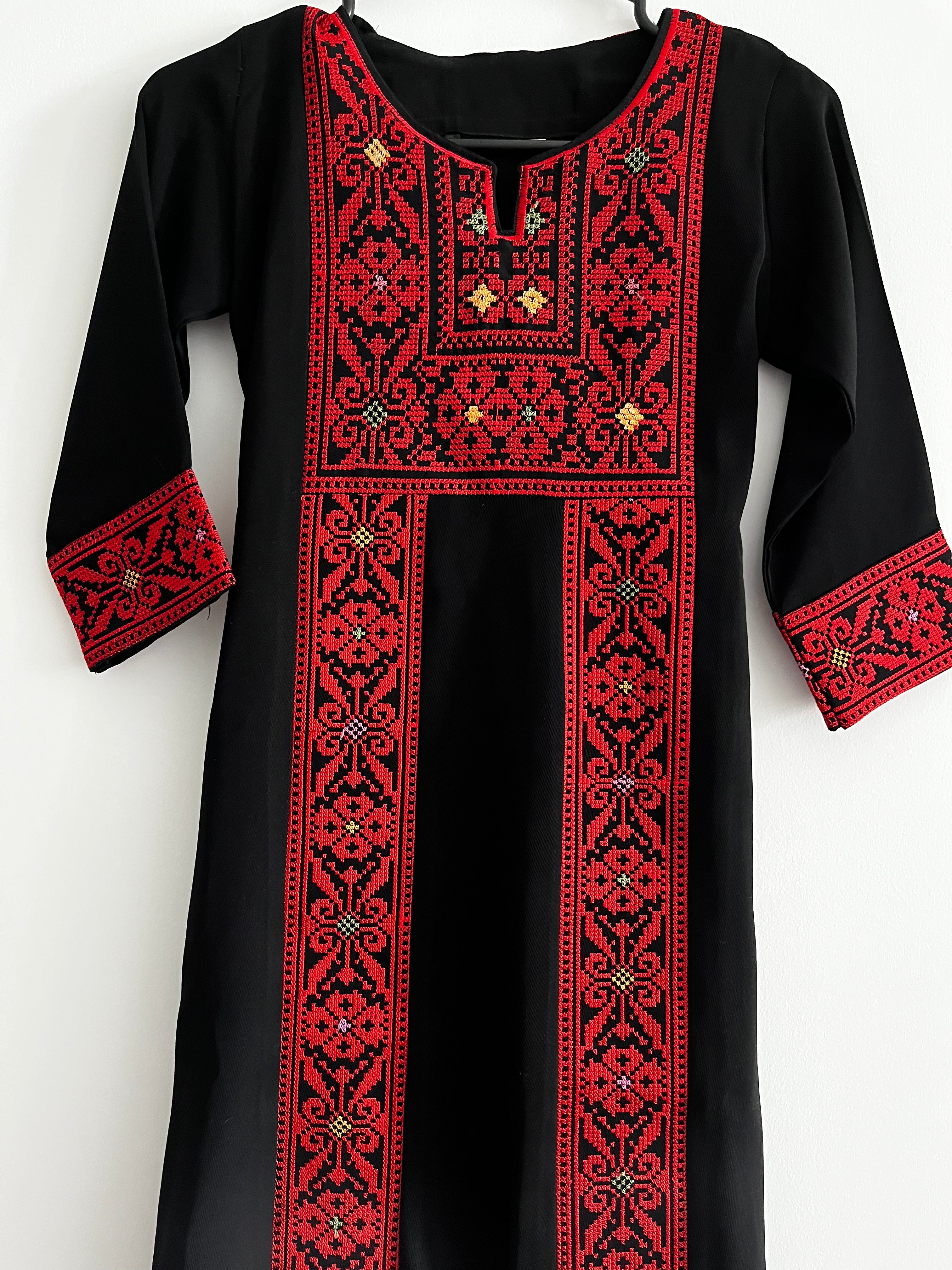 Kids Long Sleeve Full Embroidered Palestinian Thobe