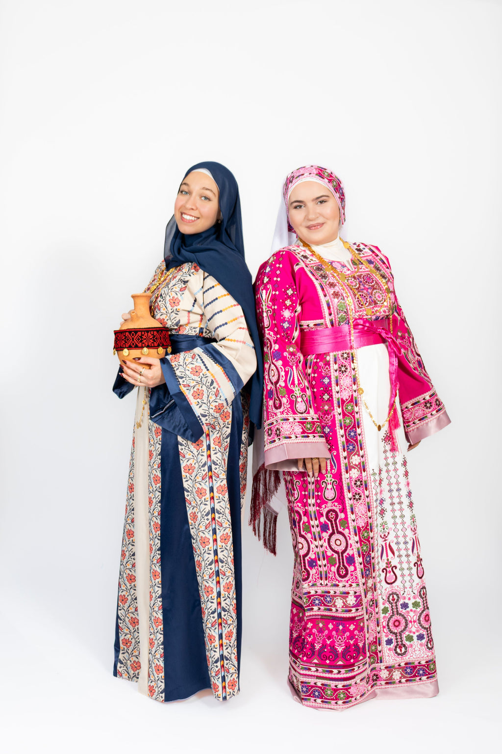 The Amal Thobe - Blue & Beige Diamond Traditional Full Tatreez Back and Front Thobe