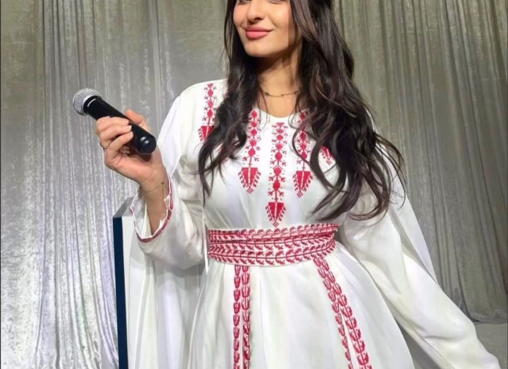Bridal Cape Sleeve Modern Embroidered Thobe (Off-White)